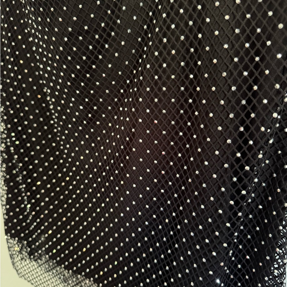 Sincerely Jules Rhinestone Mesh Black Skirt size Large mini skirt bling clubbing - Picture 6 of 7